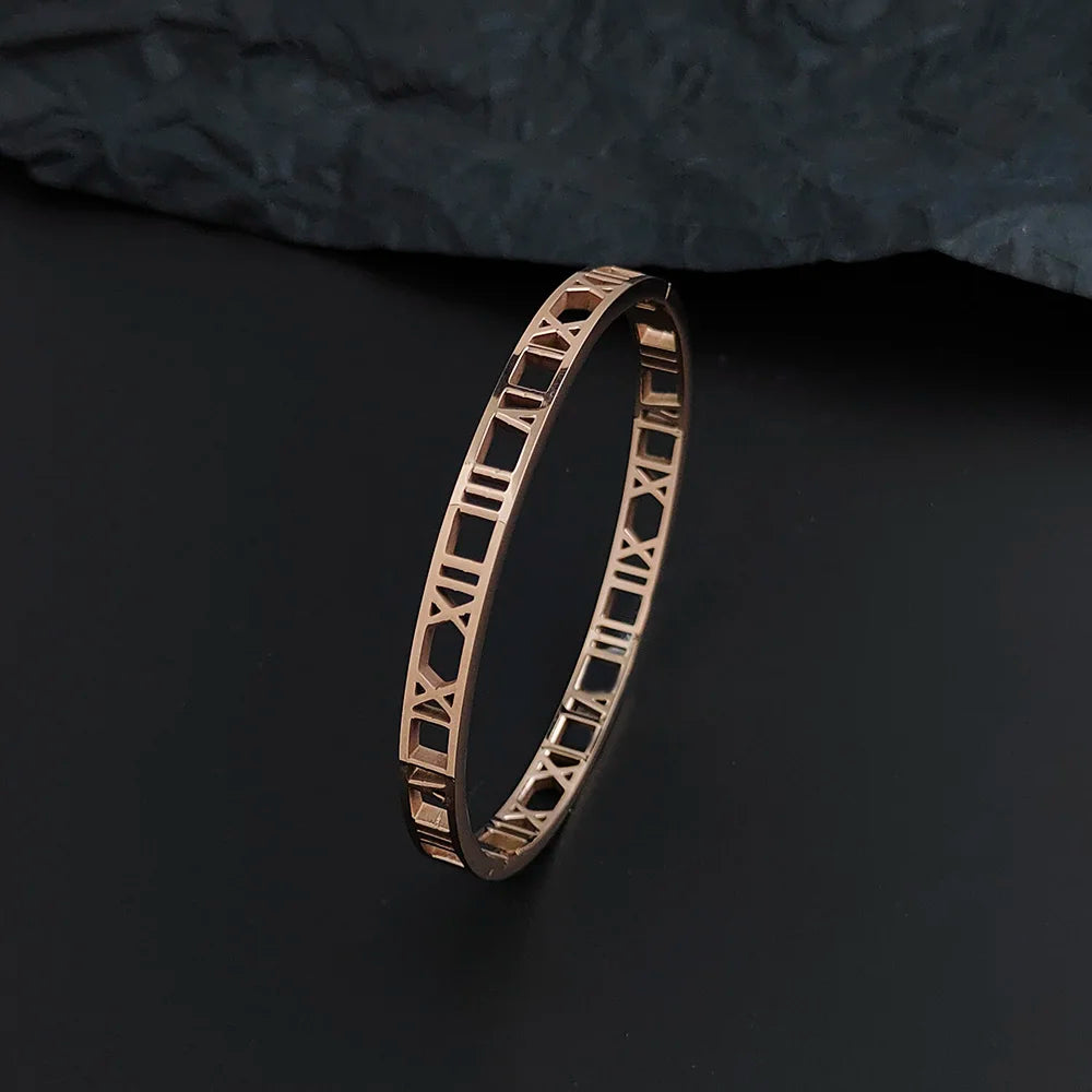 Luxury Crystal Roman Numeral Bracelet - Unisex Stainless Steel
