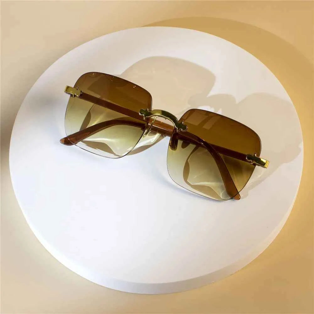Luxury Square Rimless Sunglasses - UV Protection Designer Shades