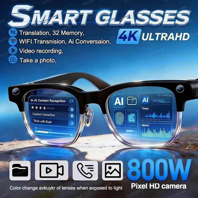 Smart Camera Sunglasses - 800W Pixel AI & Bluetooth