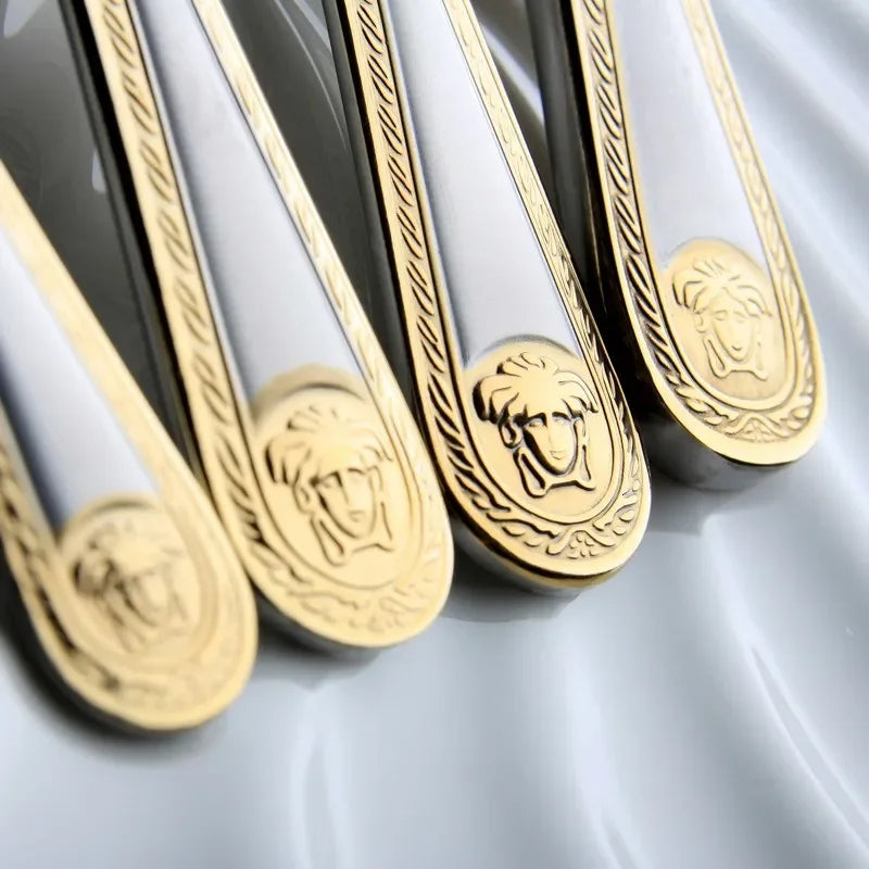 Elegant Gold Plated Cutlery Set - Vintage Western Design