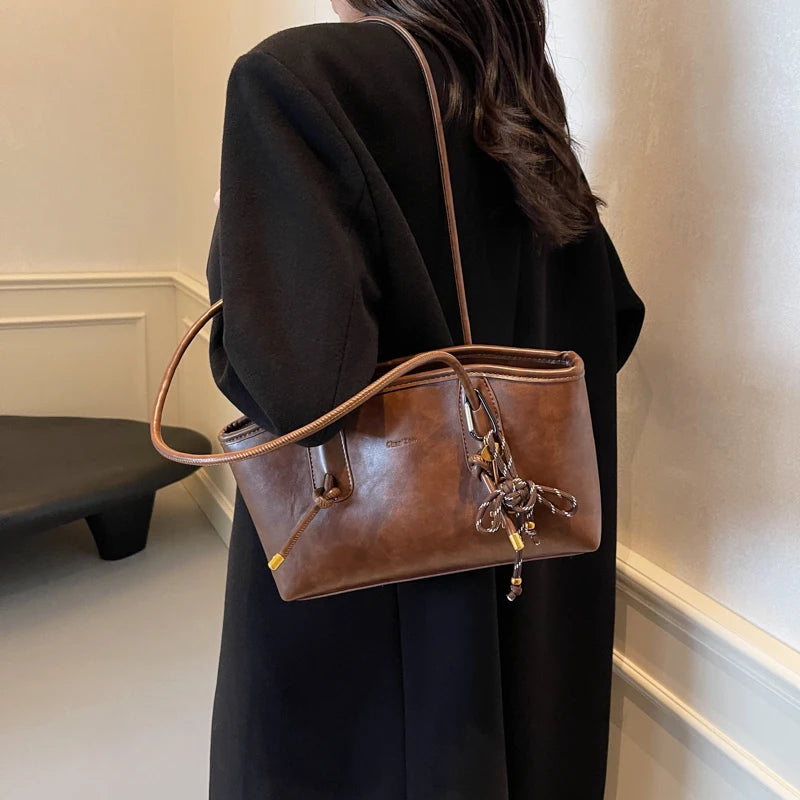 Women’s PU Leather Shoulder Bag - Y2K Retro Crossbody Bag Tote Handbag - Tulique