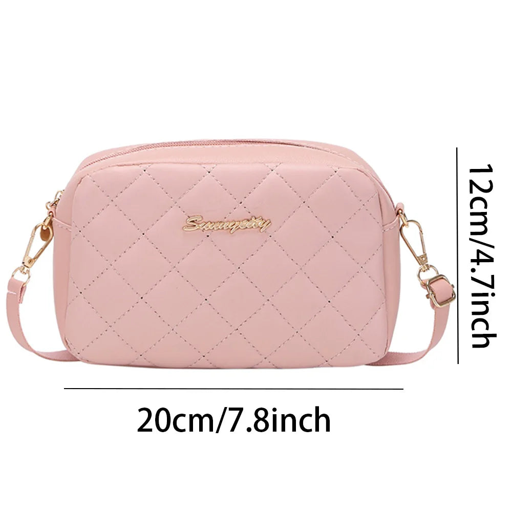 Tassel Embroidery Crossbody Bag - Chic Lingge Plaid Camera Bag with Chain Strap for Women - Tulique