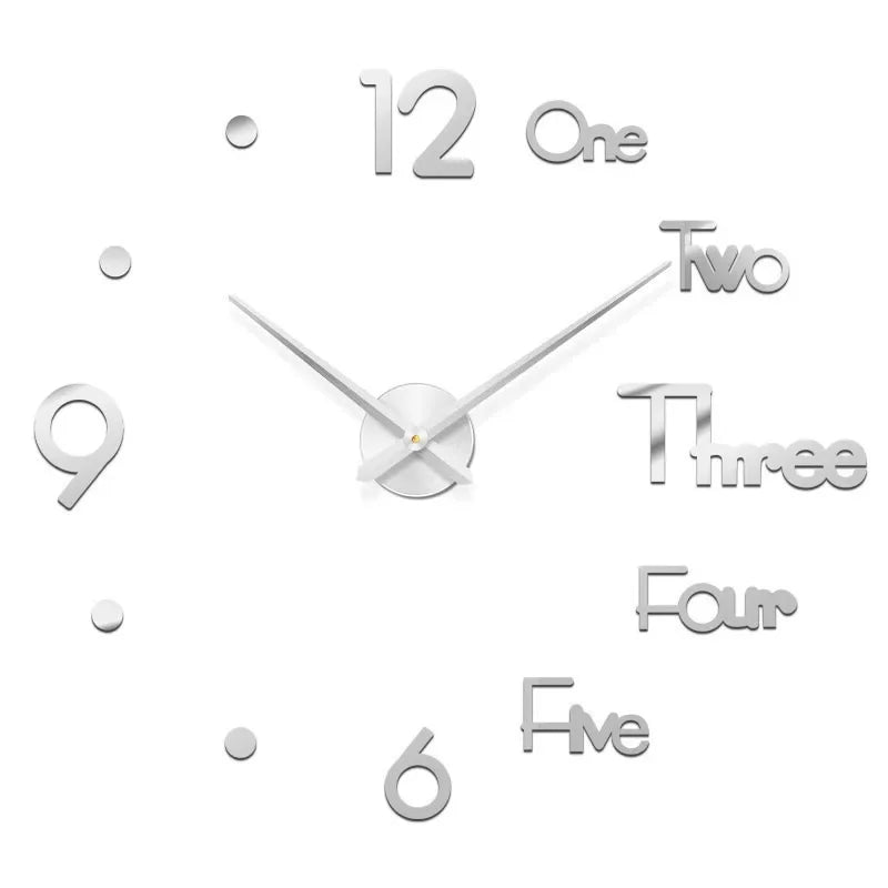 Elegant Modern Large Wall Clock - 3D DIY Quartz Design