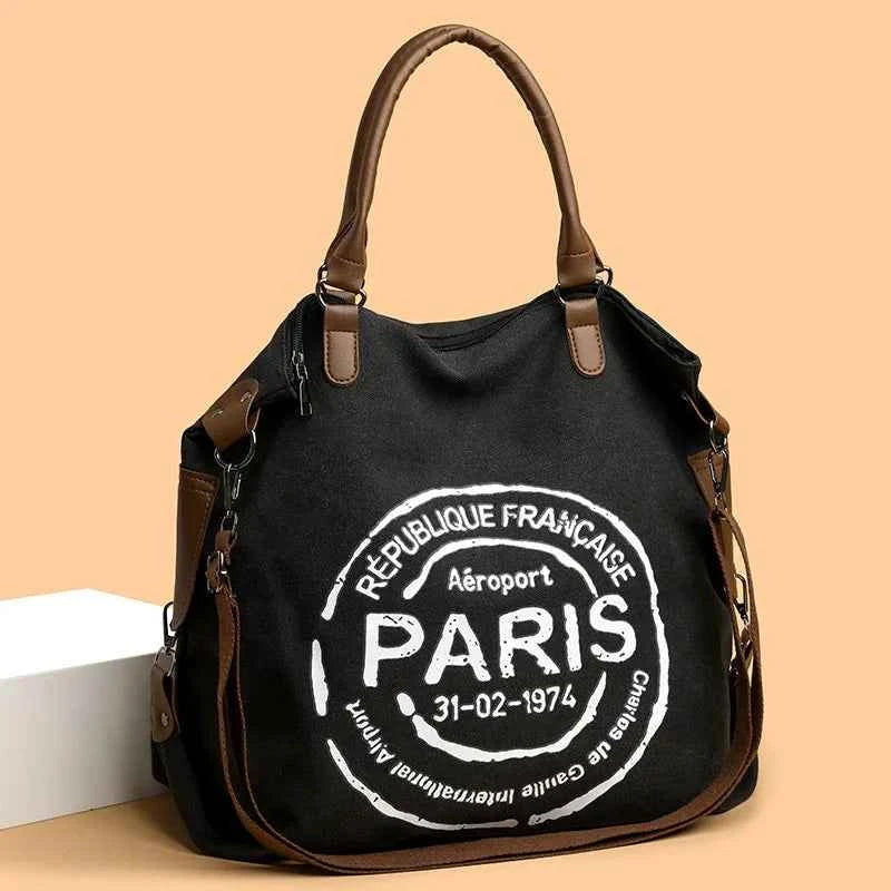 Elegant Canvas Shoulder Bag - Large Capacity Vintage Purse