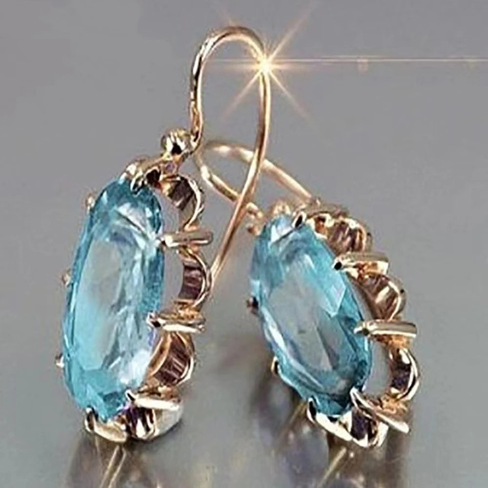 Elegant Oval Cubic Zirconia Earrings - Luxury Dangle Jewelry