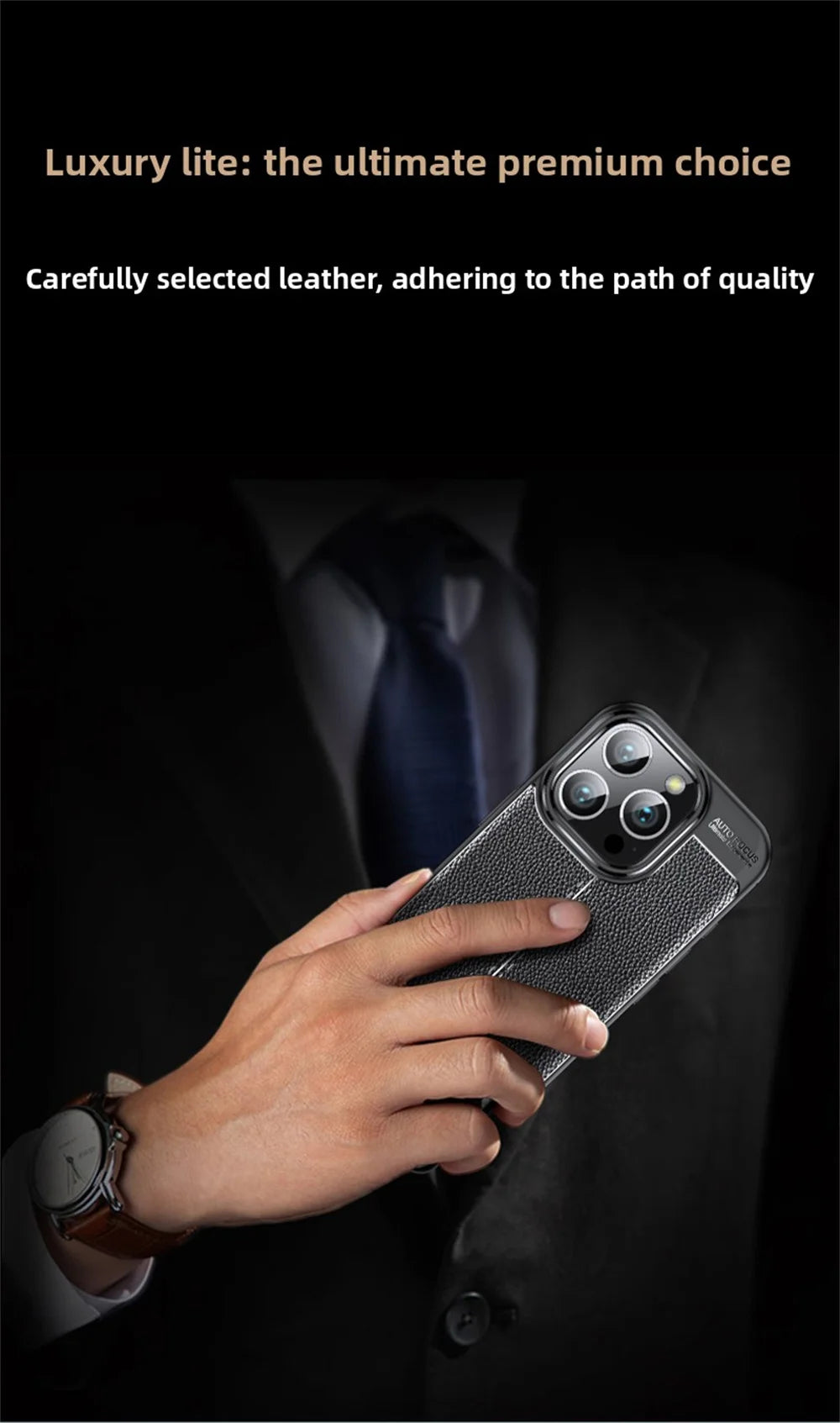Premium iPhone Protective Case - Leather Texture Shockproof