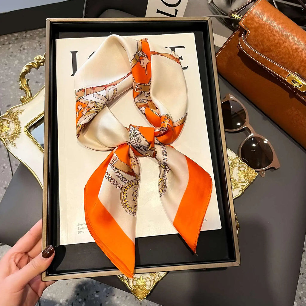 Luxury Silk Scarf - 70x70cm Square Shawl & Headband