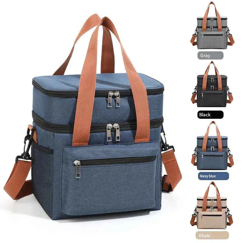 Insulated Lunch Bag - Portable Double-Layer Cooler Tote with Large Capacity and Crossbody Strap for Food Storage, Drinks & Meals - Tulique