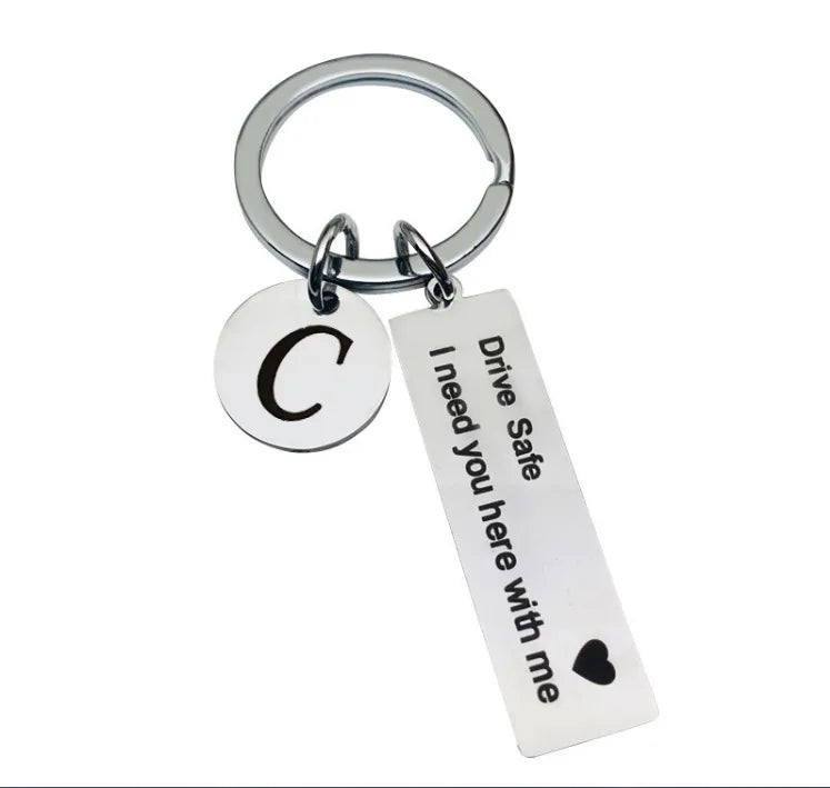 Premium Custom Initial Keychain - Engraved Stainless Steel
