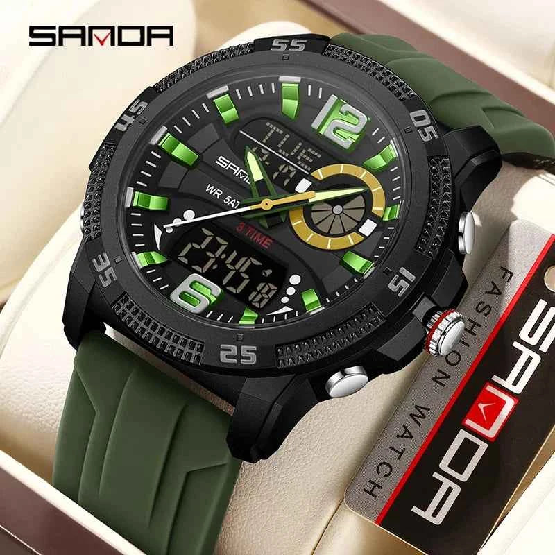 Premium Men's Sports Watch - Dual Time LED