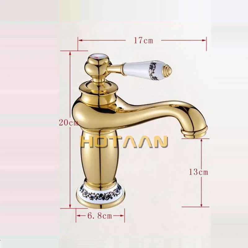 Luxury Gold Basin Faucet - Single Handle Brass Design