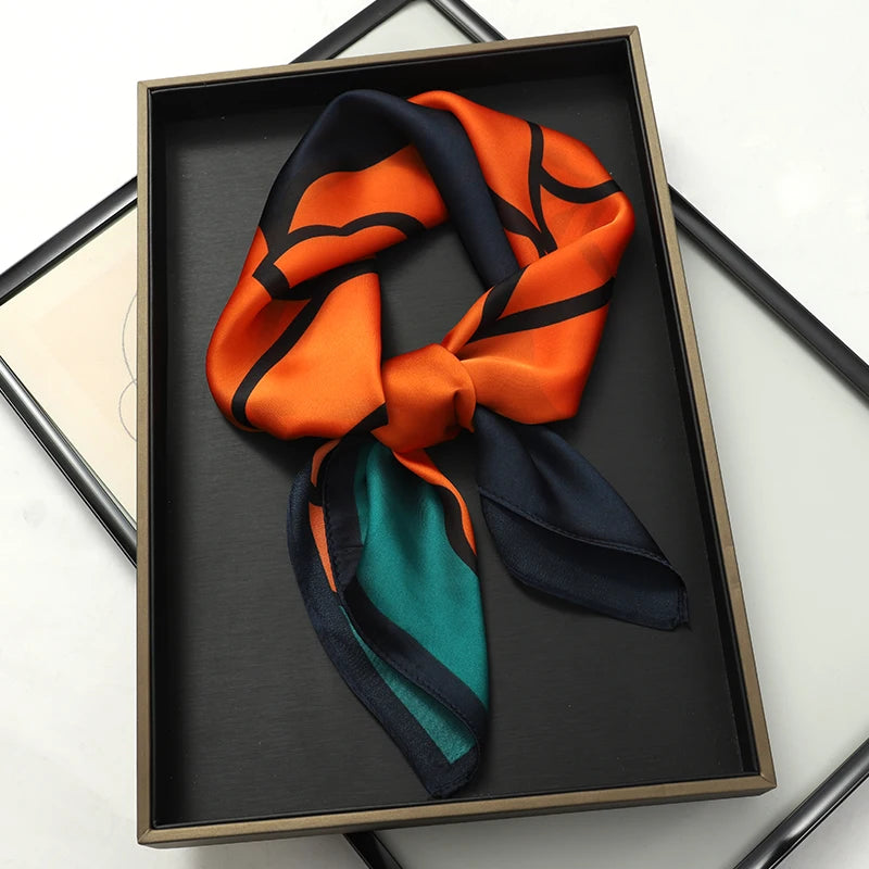 Luxury Silk Scarf - 70x70cm Square Shawl & Headband