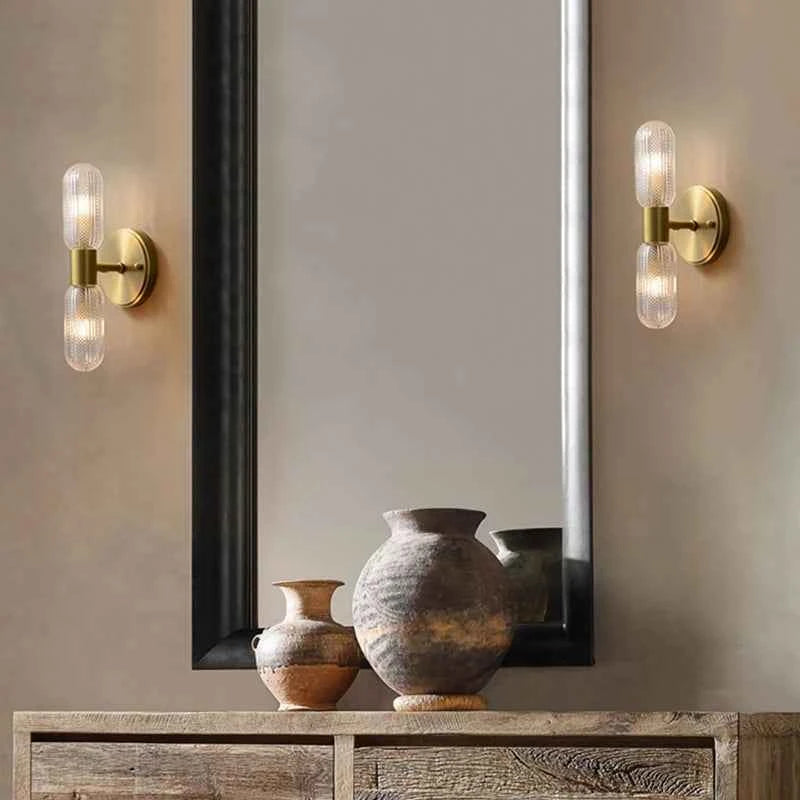 Luxury Gold Glass Wall Sconce - Elegant LED 12W Lighting