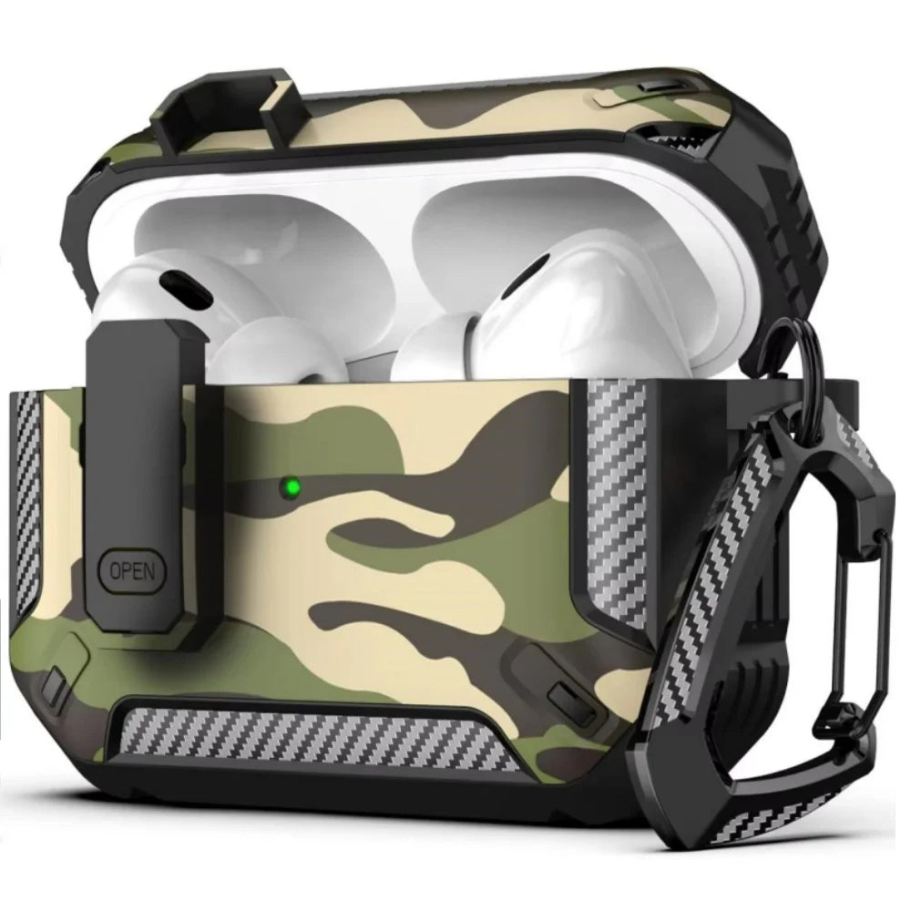 Premium AirPods Pro 3 Military Case - Camo Green with Lock