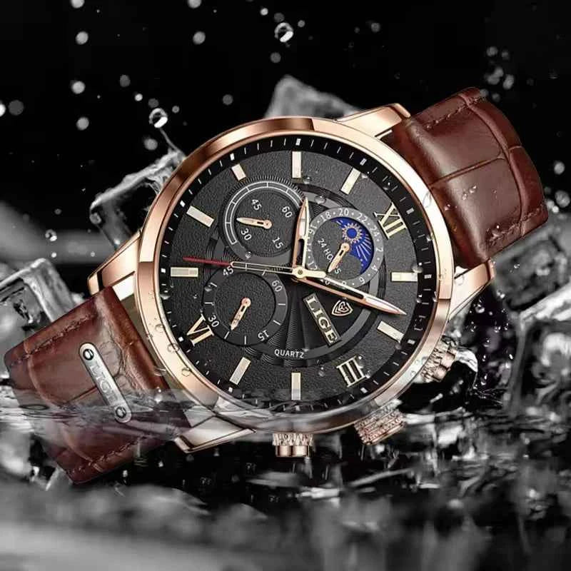Luxury Men's Quartz Watch - Premium Leather Wristwatch