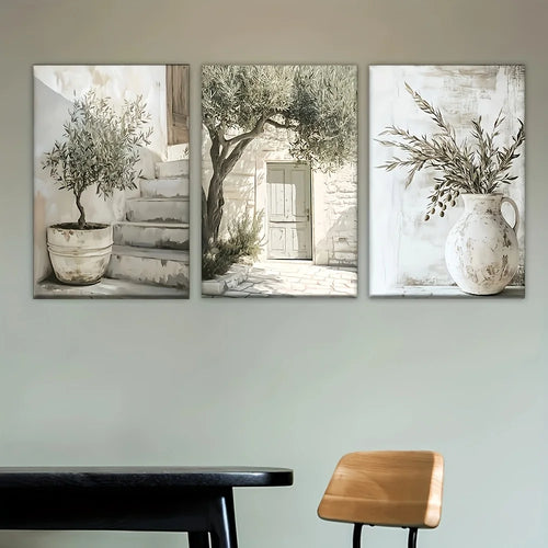Elegant Frameless Olive Tree Canvas - Mediterranean Wall Art