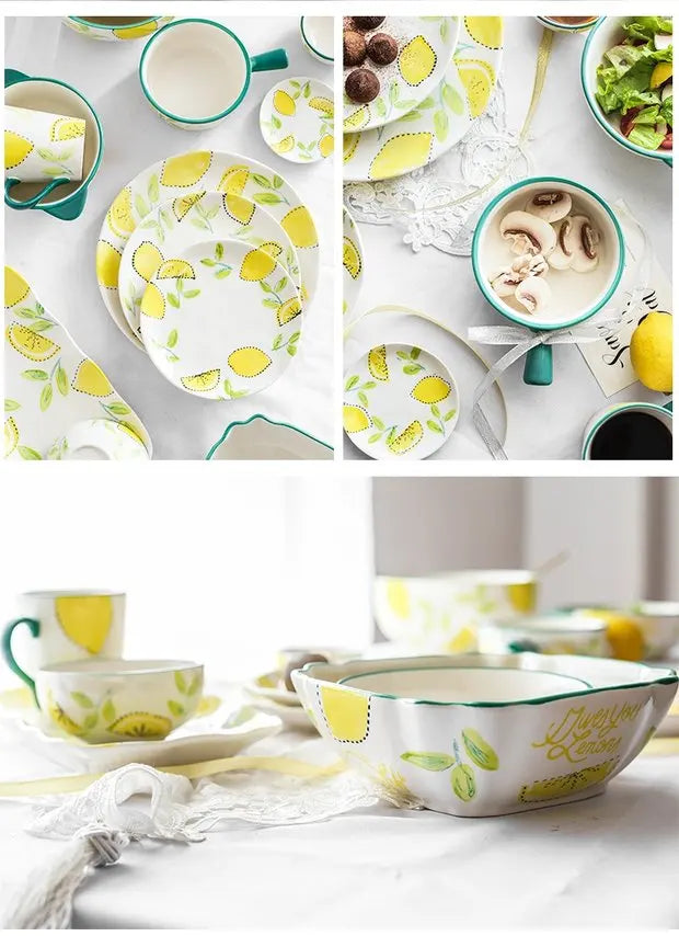 Elegant Ceramic Lemon Dinnerware Set - Premium Dining Collection