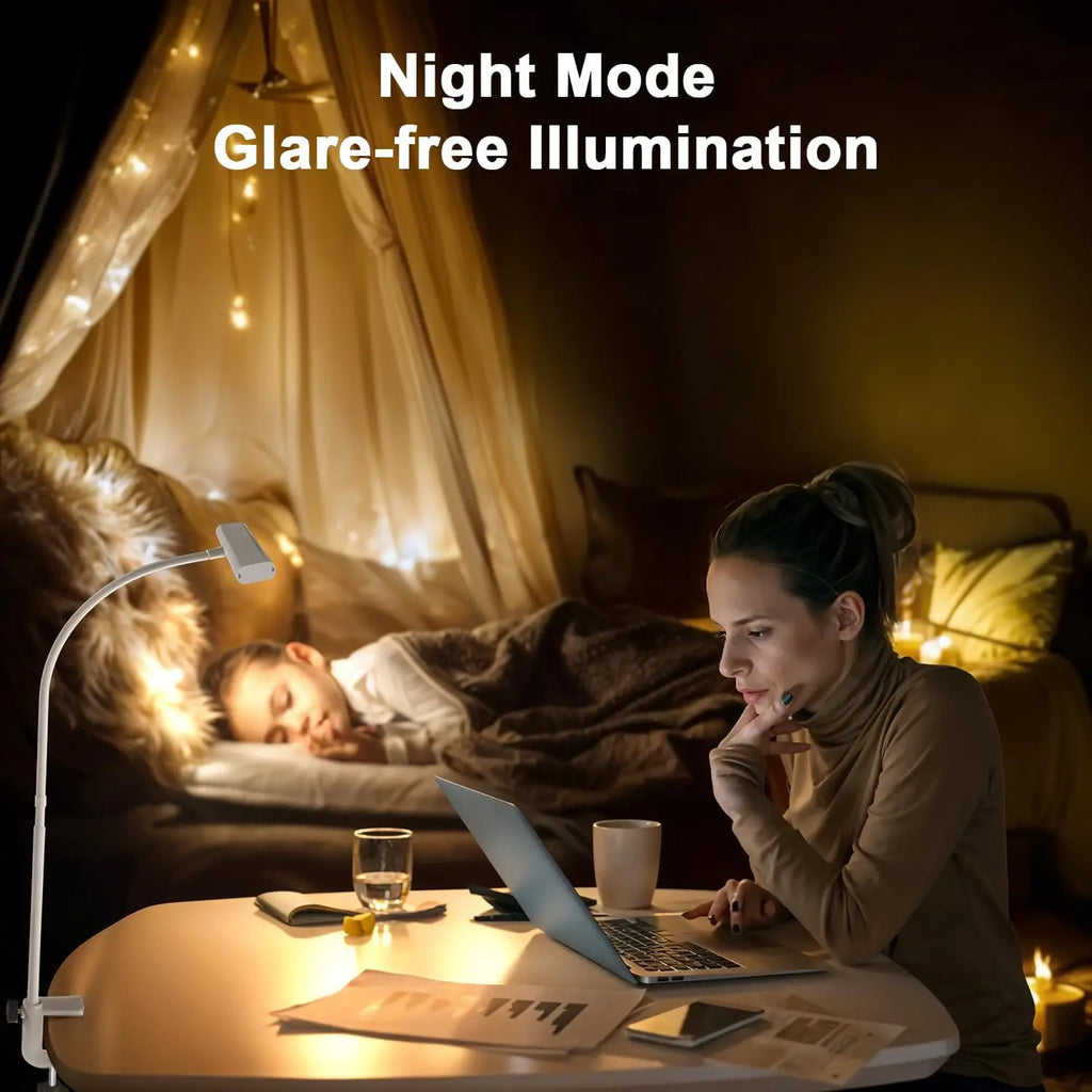 Premium LED Desk Lamp with Clamp - Eye-Caring & Dimmable