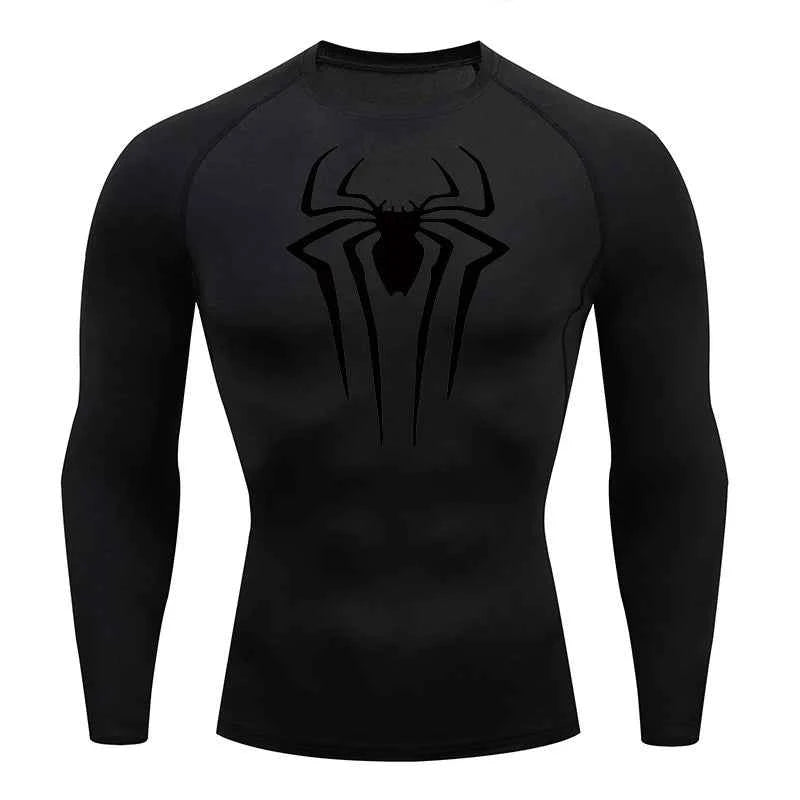 Premium Spider Print Long Sleeve Compression Shirt