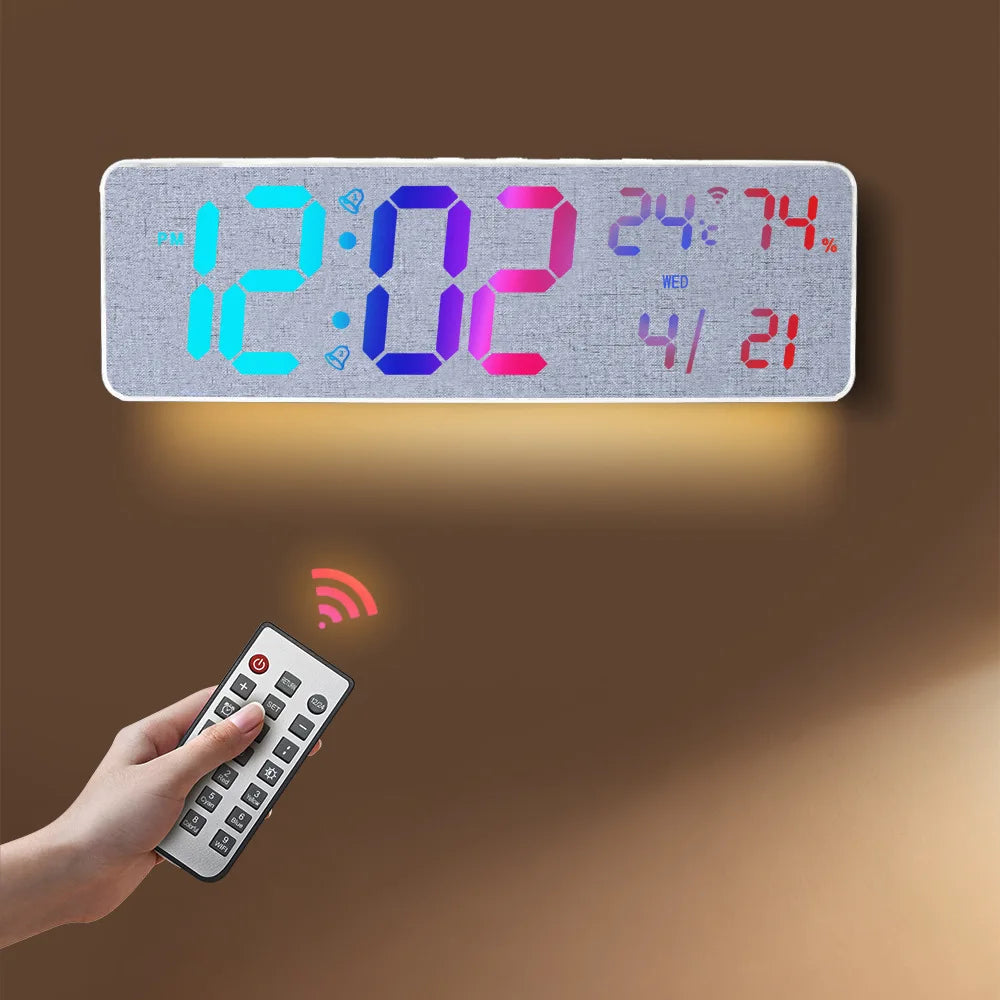 Premium Large RGB Digital Clock - Temp, Humidity & Date