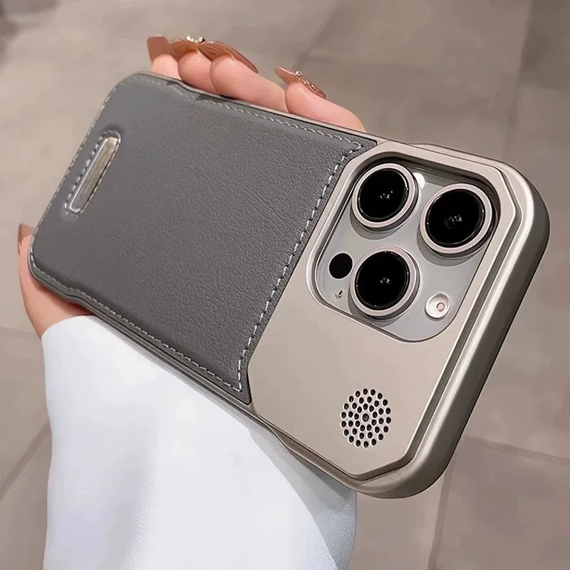 iPhone leather case Magsafe - brown artificial leather with magnetic frameless armor design