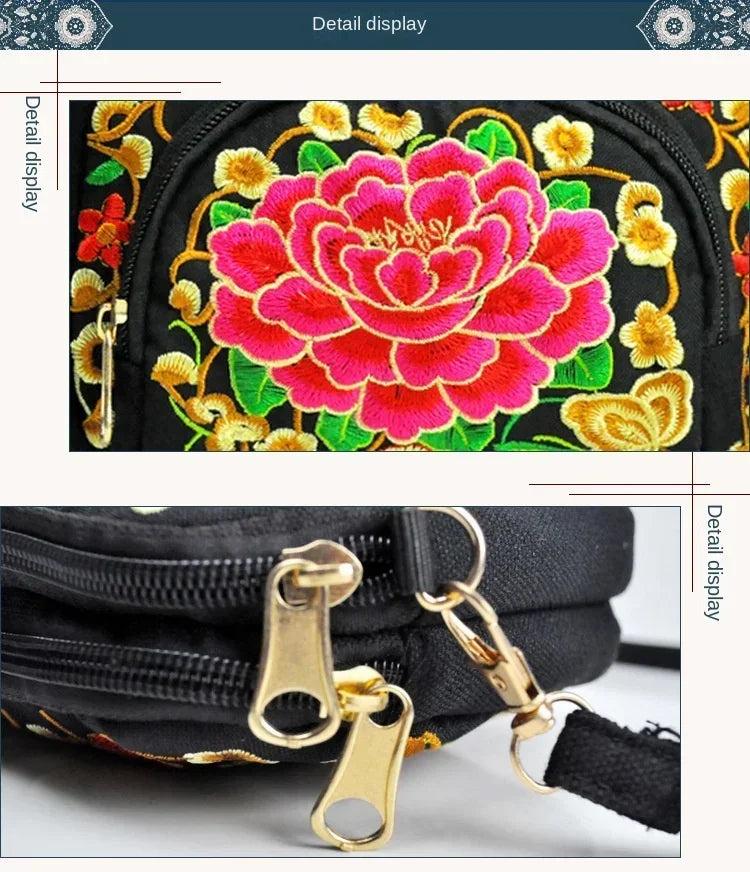 Elegant Embroidered Crossbody Bag - Vintage Floral Design
