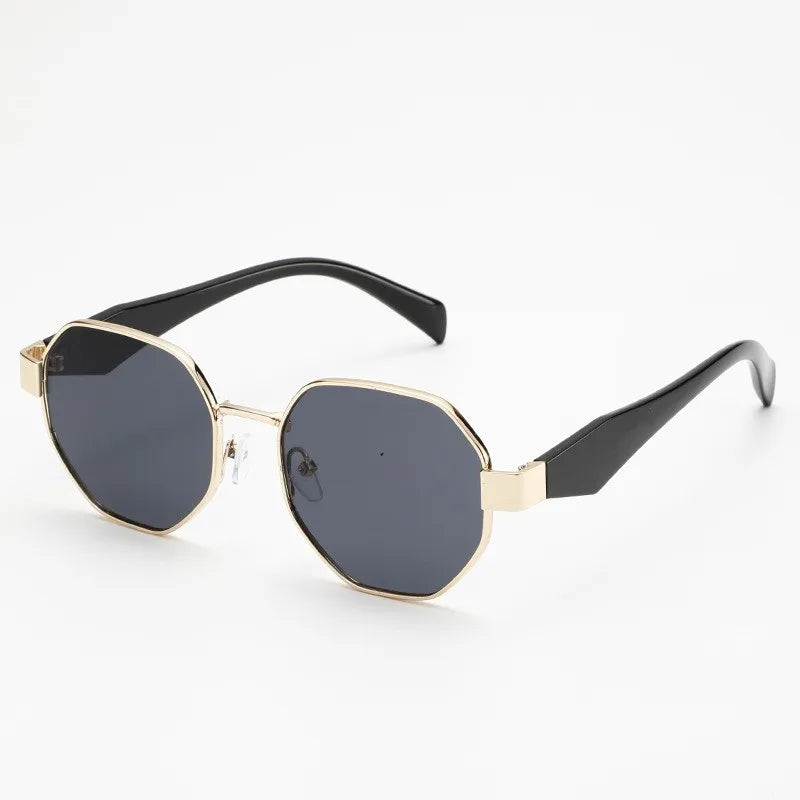 Elegant Polygonal Metal Frame Sunglasses - UV400 Protection