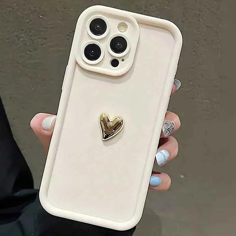 Luxury Golden Heart Phone Case - Soft Protective Cover