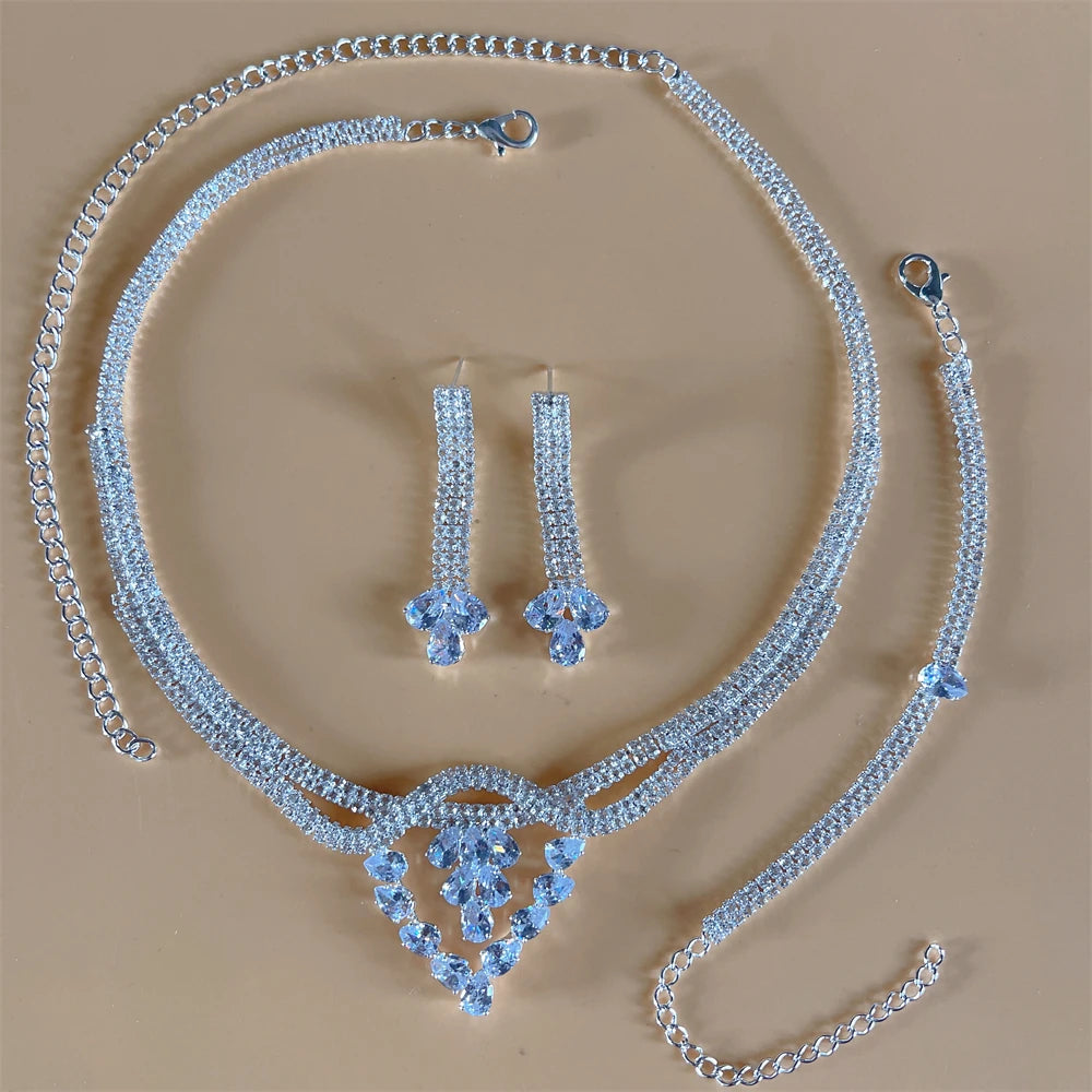 Elegant Crystal Tassel Wedding Jewelry Set - Silver & Gold