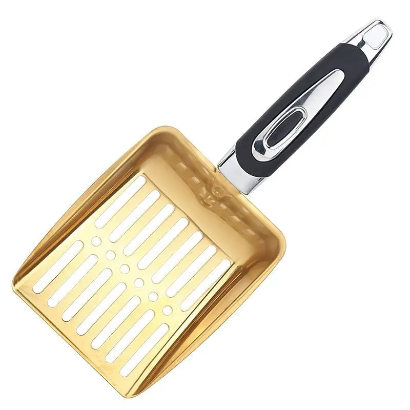 Premium Metal Cat Litter Scoop - Long Handle Cleaning Tool