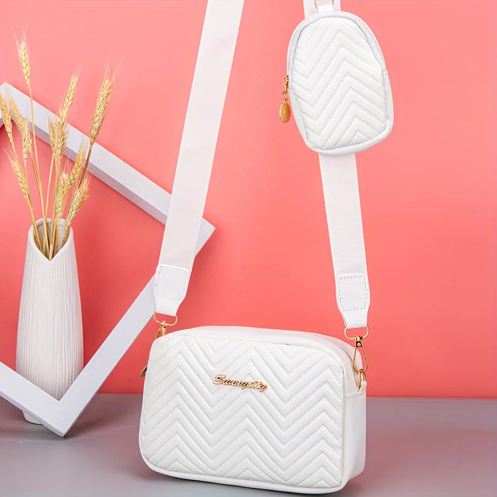Elegant Sequin Crossbody Bag - Luxury Wave Embossed Mini Purse