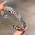Elegant Twisted Knot Cuff Bracelet - Sparkling Zircon