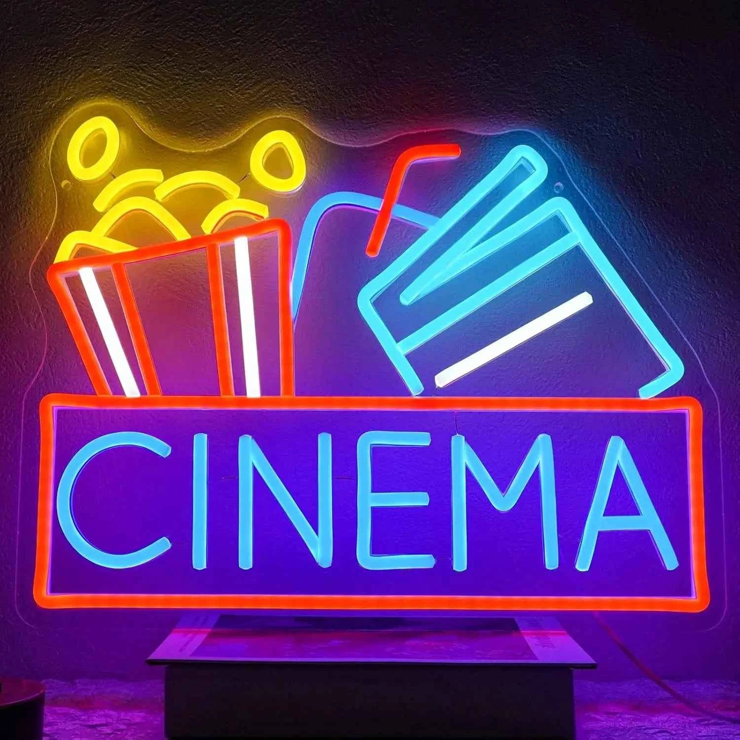 Cinema neon sign - Dimmable USB-powered LED Islamic neon light for home bar, movie night, party, man cave, film room wall decor