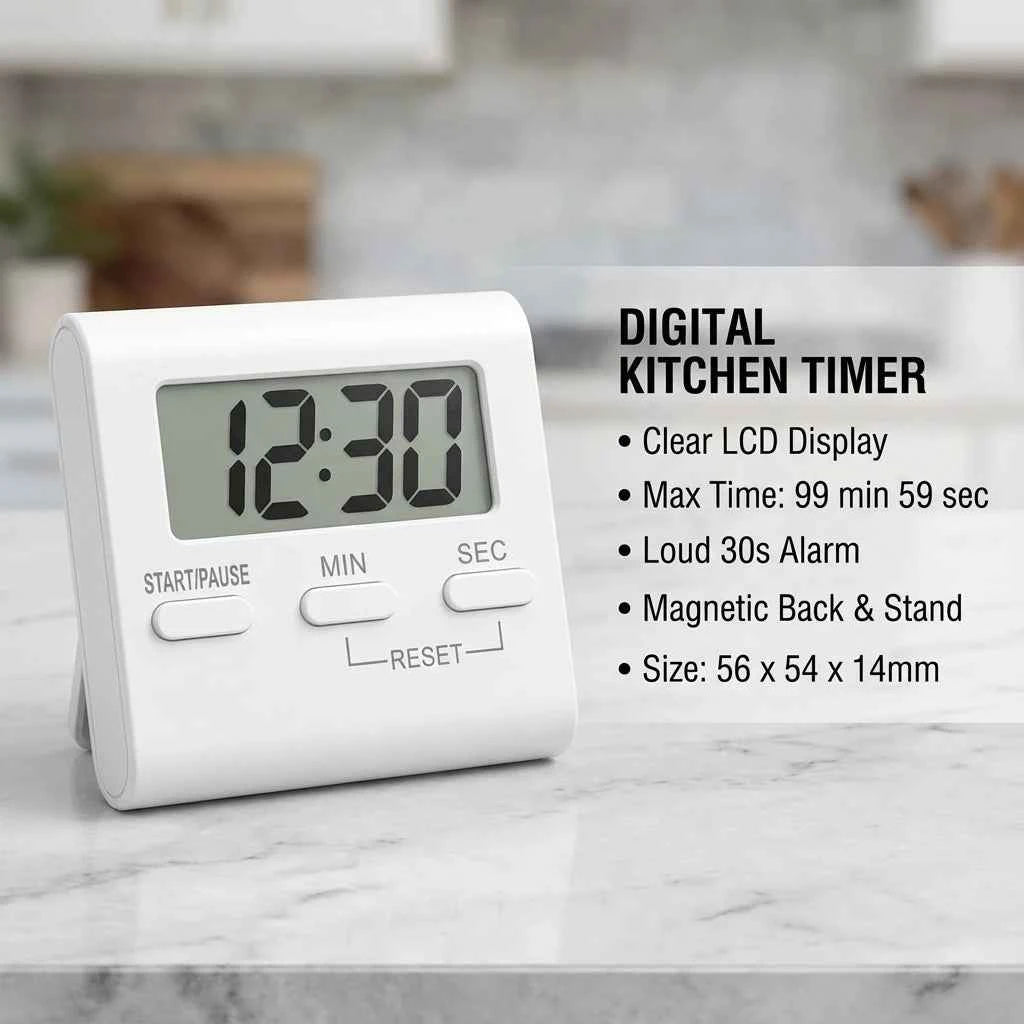 Premium Digital Kitchen Timer - Magnetic LCD Countdown