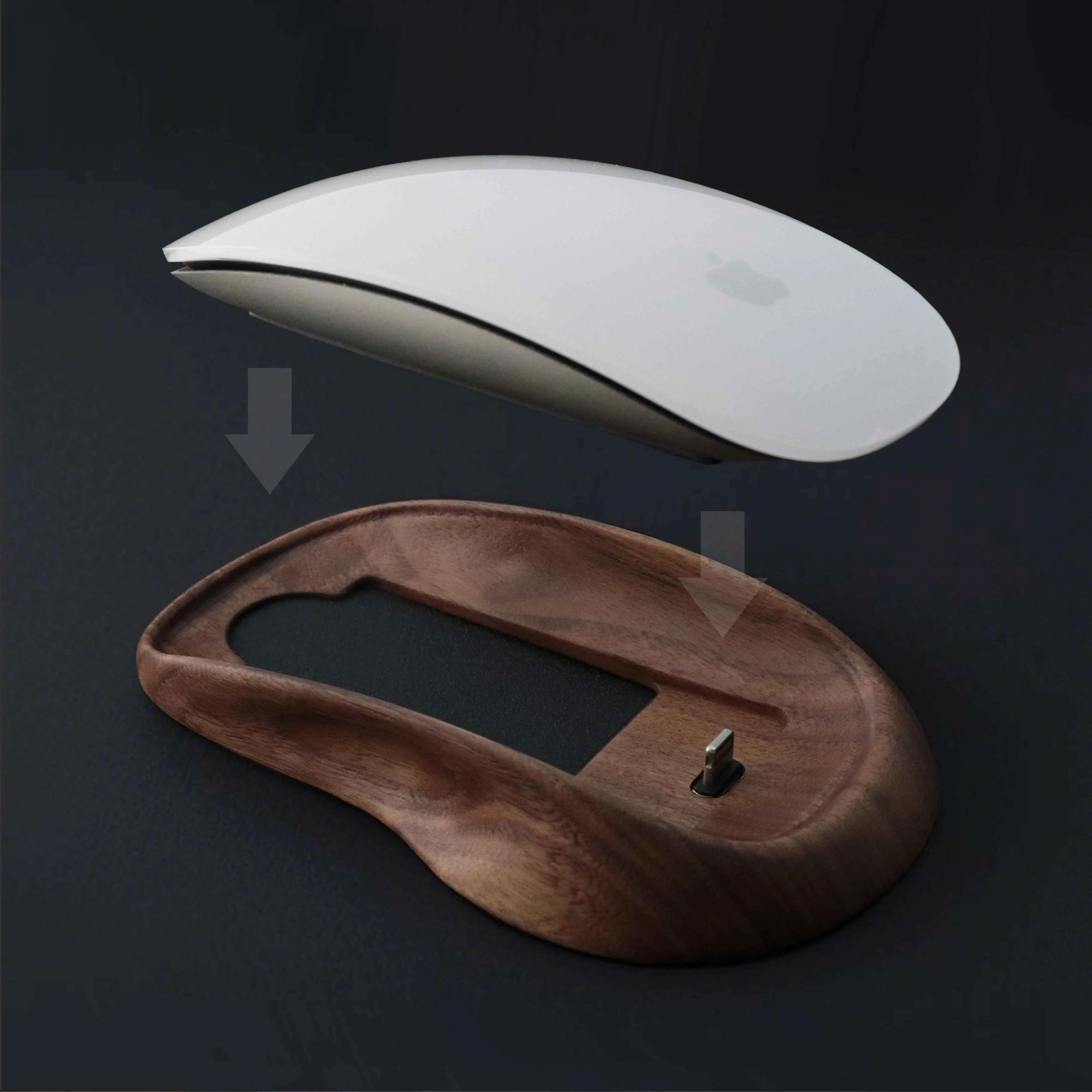Luxury Shockproof Nature Magic Mouse Waterproof  Walnut ,Cheery And Maple Wood Mouse Base With Lightning Port .