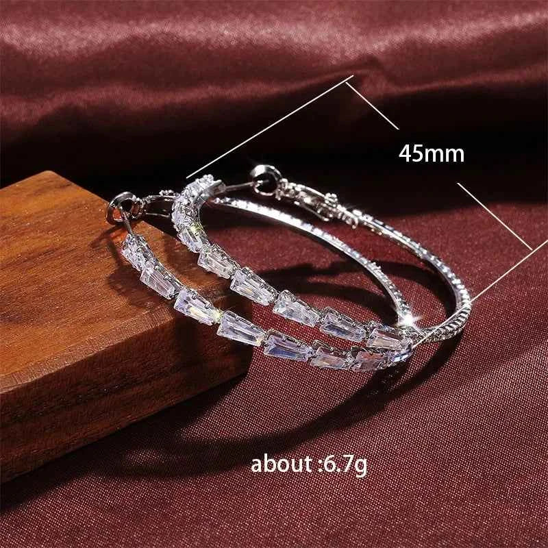 Elegant Synthetic Zirconia Circle Hoop Earrings - Luxury Party Jewelry