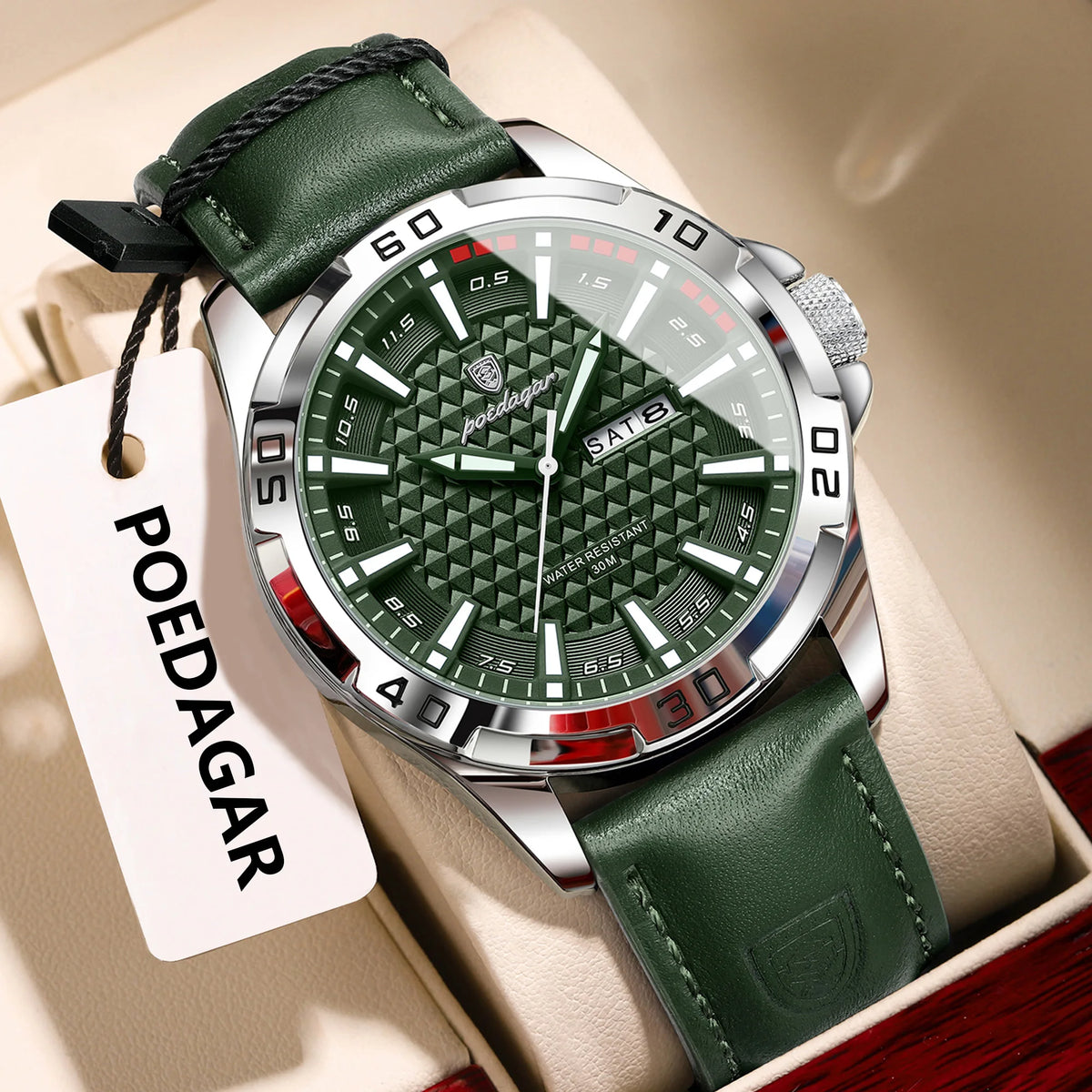 Luxury Men's Quartz Watch - Waterproof Leather Wristwatch