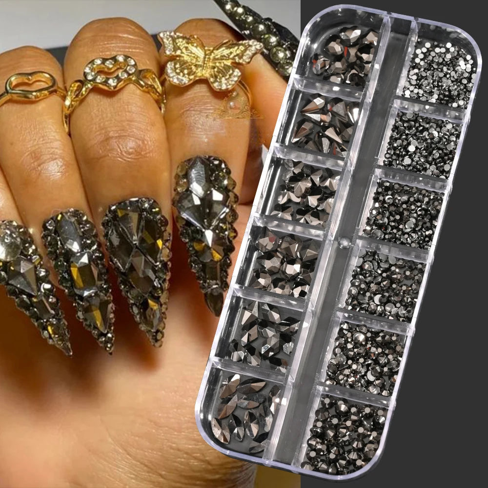 Luxury Crystal Chain Nail Charms - Rhinestone Diamond Art