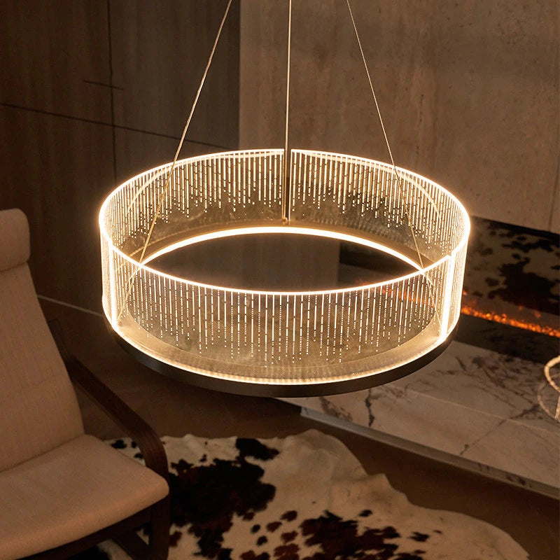 Elegant Modern LED Ring Chandelier - Dimmable Luxury Lighting