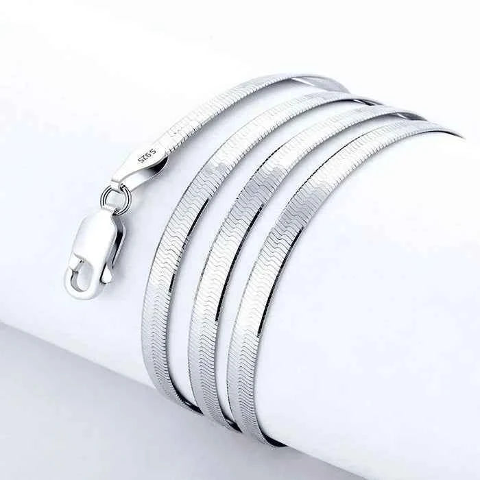 Luxury 925 Sterling Silver 4MM Blade Chain Necklace