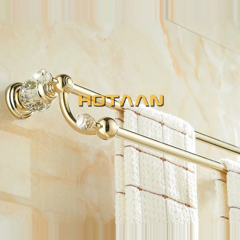 Luxury Crystal Gold Bathroom Hardware Set - Wall Mounted