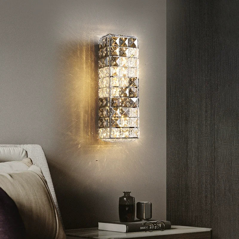 Elegant Crystal Wall Lamp - Dimmable Eye Care Lighting