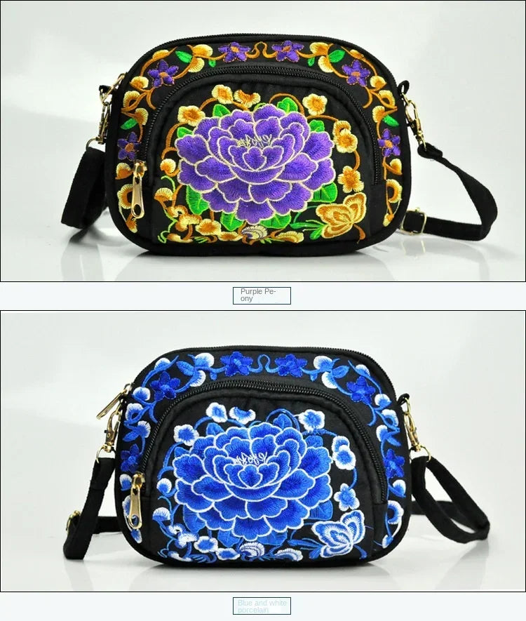 Elegant Embroidered Crossbody Bag - Vintage Floral Design