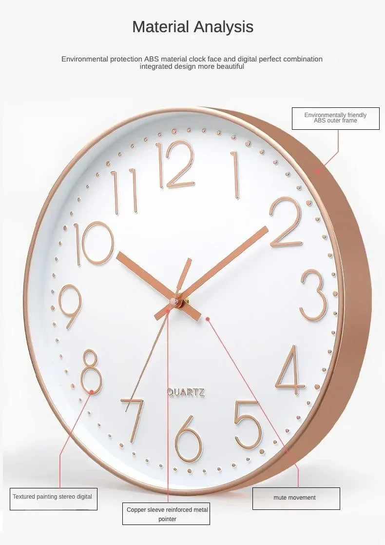 Elegant 8 Inch Silent Wall Clock - Modern Quartz Design