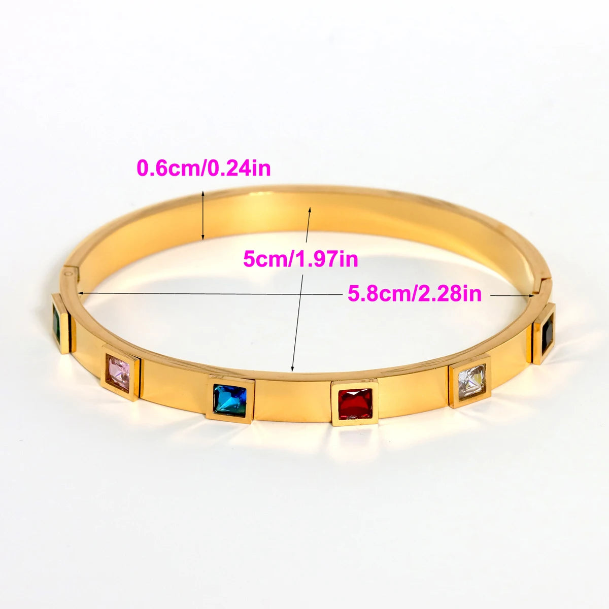 Elegant Gold Zircon Bangle - Stainless Steel & Retro Design