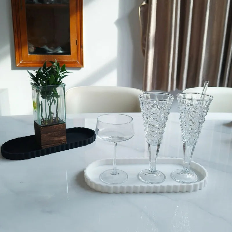 Elegant Scalloped Edge Luxury Decorative Tray - Oval Design