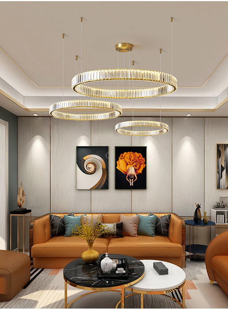 Elegant Crystal Ring Chandelier - Modern Dining Room Lighting