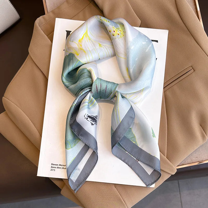 Luxury Silk Scarf - 70x70cm Square Shawl & Headband