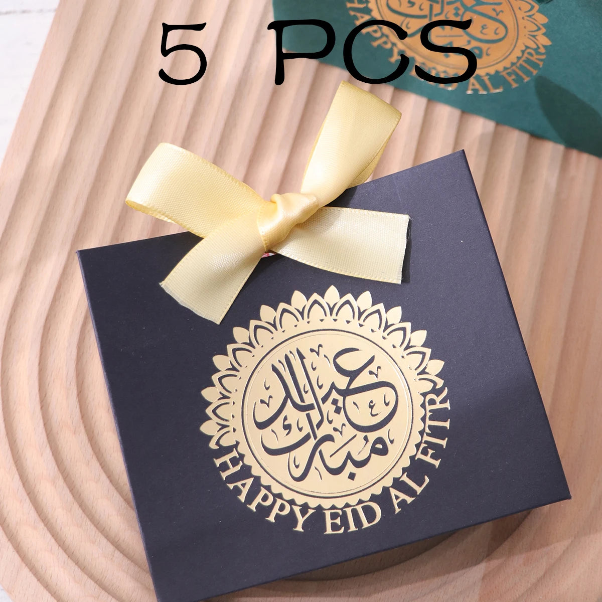 5 Premium Elegant Eid Gift Boxes - Arabic Script & Gold Accents