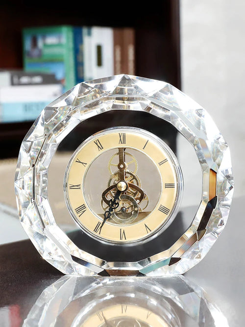 Elegant Luxury Transparent Desk Clock - Silent Quartz Movement